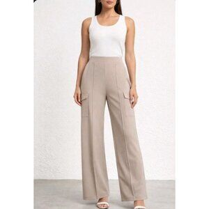 Soho Apparel Womens Pull On Wide Leg Cargo Stretch Casual Work Pants 1X Tan